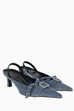 Justine Clenquet Joan denim blue slingbacks Discount