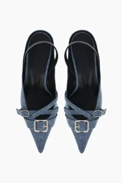 Justine Clenquet Joan denim blue slingbacks Discount