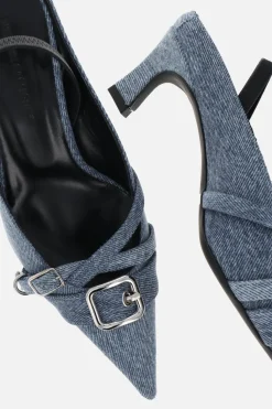 Justine Clenquet Joan denim blue slingbacks Discount