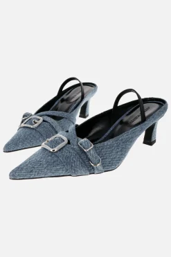 Justine Clenquet Joan denim blue slingbacks Discount