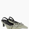 Justine Clenquet Joan denim pistacchio slingbacks New