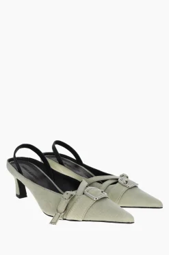 Justine Clenquet Joan denim pistacchio slingbacks New