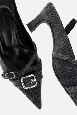 Justine Clenquet Joan denim zinc slingbacks Outlet