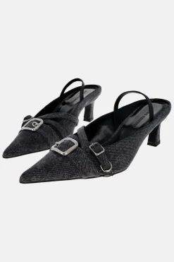 Justine Clenquet Joan denim zinc slingbacks Outlet