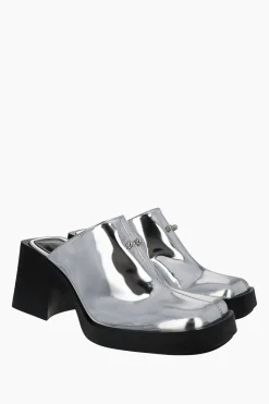 Justine Clenquet Raya silver mules Discount