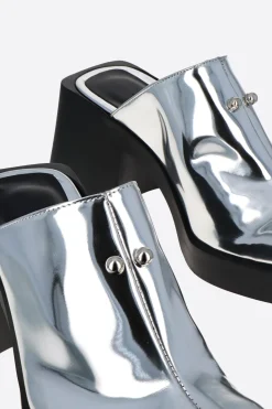 Justine Clenquet Raya silver mules Discount